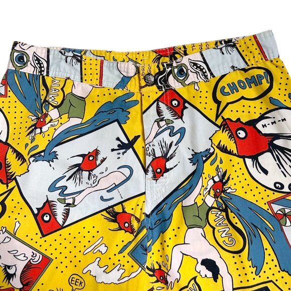 90s Vintage Hot Tuna Shorts Australia Piranha Cartoon Comic Surf Board Pop Art. - Picture 3 of 7